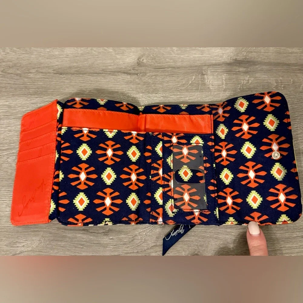 Vera Bradley Retired Pattern Euro Wallet: Orange, Blue, Green, White. Used